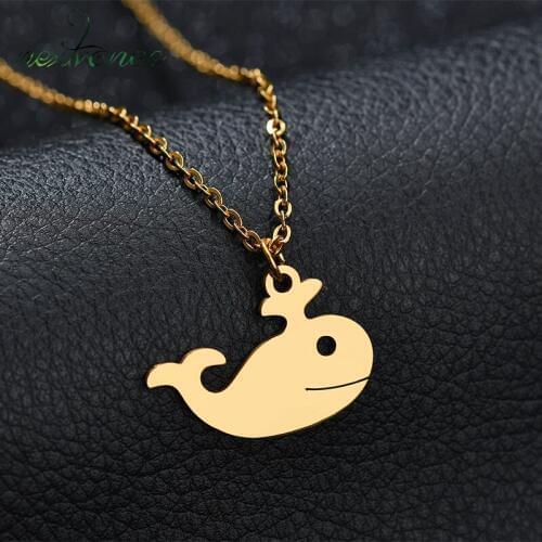 Nextvance Stainless Steel Cute Dolphion Pendant Necklace Gold Deer Donkey Owl Chain Necklaces For Girl Animal Jewlery