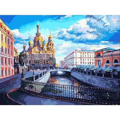 Landscape DIY Cross Stitch 11CT Embroidery Kits Needlework Craft Set Cotton Thread Printed Canvas Home Decoration Hot Sale