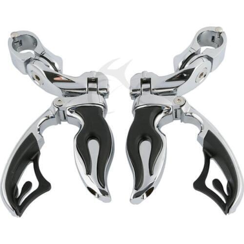 Motorcycle 1-1/4" Engine Guard Foot Pegs Footrests & Short Angled Mount For Harley Touring