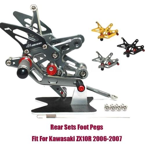Fit For Kawasaki ZX-10R 2006 2007 CNC Adjustable Footrest Foot Pegs Pedal Mount Bracket Sets Footpeg Rider Rear Rearset