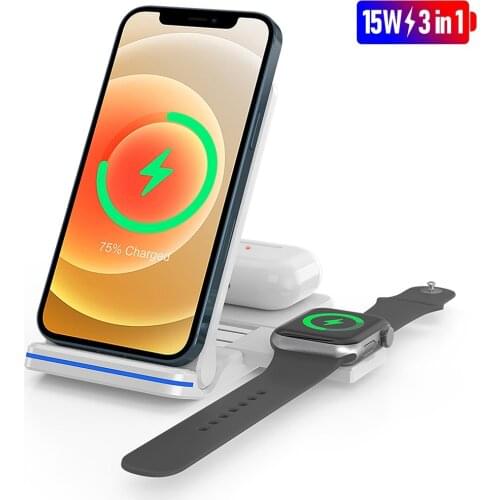 Wireless Charger 3 in 1 Fast Charging Dock Station For iPhone Samsung Huawei Wireless Charger Stand For Apple iWatch Airpods Pro