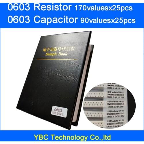 0603 SMD Resistor 0R~10M 1% 170valuesx25pcs=4250pcs + Capacitor 90valuesX25pcs=2250pcs 0.5pF~2.2uF Sample Book