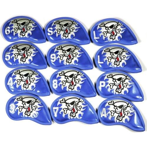12 pcs / Set Unique Skull Premium Leather Golf Head Covers for M5 M6 Irons (3-9,Pw ,Aw ,Sw ,Lw)