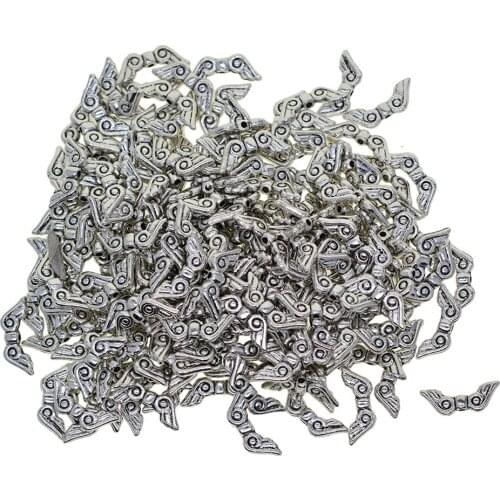 200Pcs 15mm Tibetan Silver Mini Metal Angel Wing Spacer Beads Jewelry DIY