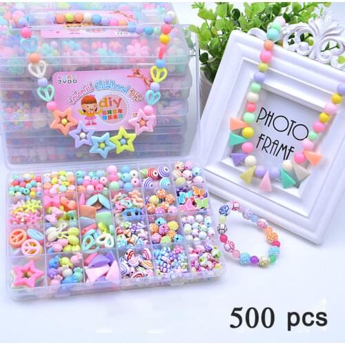 24 Grid/Box Arcylic Handmade Bead Necklace for Girl Creative Fashion Girl Necklace Jewelry Art Craft Toys Set Nice Gift