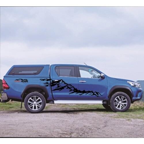 2x Mountain decal Vinyl Sticker for Pickup for Dodge 4x4 Off Road for GMC Black