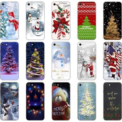 309D New Year Snowman Colorful Merry Christmas Soft Silicone Cover Case for iphone 5 5s se 6 6s 8 plus 7 7 Plus X XS SR MAX case