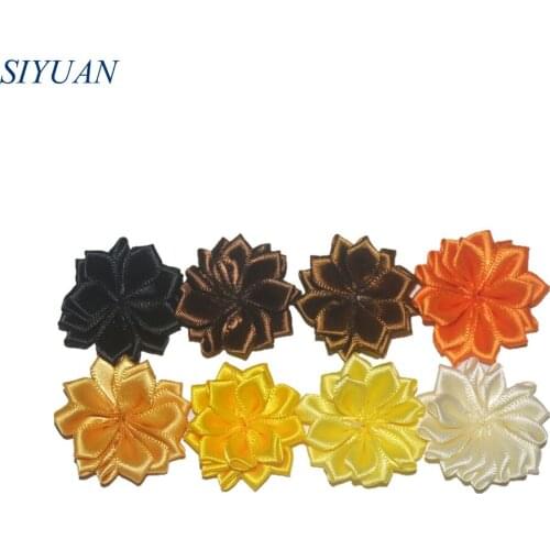 45pcs/lot 3.5cm Polygonal Mini Silk Satin Flower Girl Headdress Fashion Accessories for DIY TH241