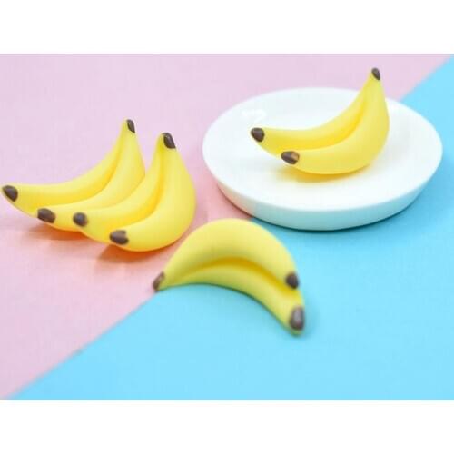 5Pcs Banana Toys Dollhouse Miniature Food Play Ornament Scene Decoration Model Craft DIY Phone Shell Patch Arts Miniature Food