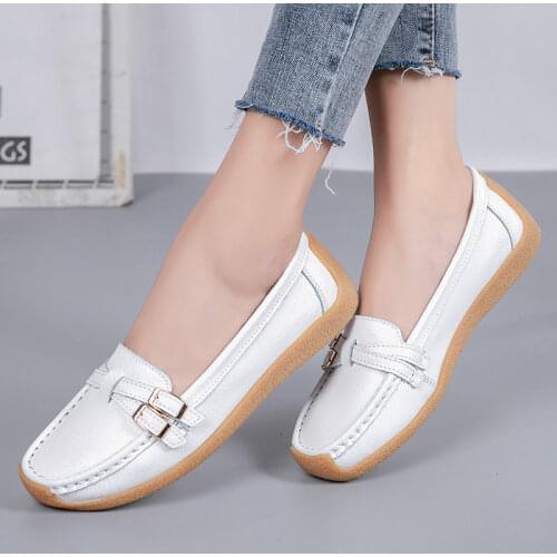 Women Flats Ballet Shoes Cut Out Leather Breathable Moccasins Women Boat Shoes Ballerina Ladies Casual Shoes