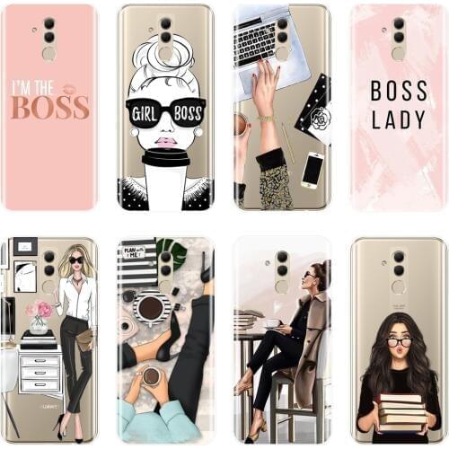 TPU Phone Case For Huawei Mate 9 10 20 Lite Girl Boss Pink Women Ladies Silicone Soft Back Cover For Huawei Mate 7 8 9 10 20 Pro