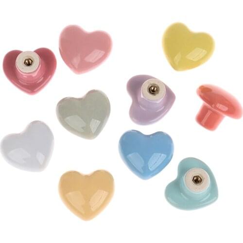 Cartoon Color Ceramic Hand-in-hand Wardrobe Door Hand-in-hand Childrens Room Cute Single-hole Round Drawer Handle Crystal Knobs