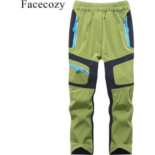 Facecozy Childrens Summer Hiking Pants Kids Quick Drying Thin Trousers Boys Girls Elastic Trekking Pants For Camping Cycling