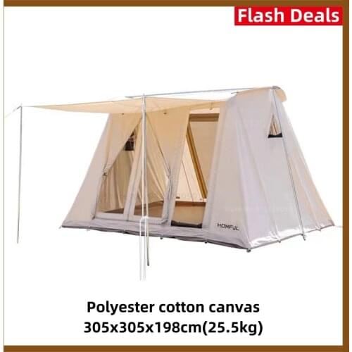 HOMFUL Outdoor Cotton Tent Large Space Retro Spring Day Tent Camping Large Thick Rainproof Portable Cotton Spring Camping Tent