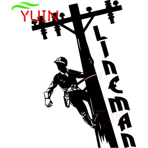 LINEMAN Electric Wireman Journeyman Sticker Body Decoration Fashion PVC Waterproof Sunscreen Decal Black/White/Red/Laser/Silver