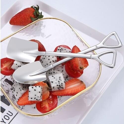 Camping Stainless Steel Shovel Spoon Fork Coffee Dessert Spoons Dining Utensil Scoops Tools Kitchen Gadget SAL99
