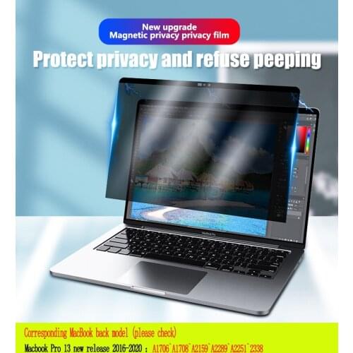 Magnetic Privacy Filter Anti spy PET Screens protective film For MacBook New Pro13 inch M1 A1706 A1708 A2159 A2251 A2289 A2338