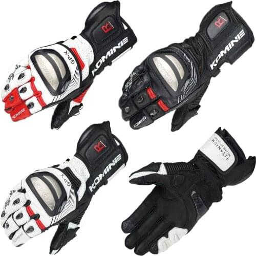 Men Leather Motorcycle Gloves Titanium Alloy Protection GK-212 Motocross Racing Riding Gloves Long