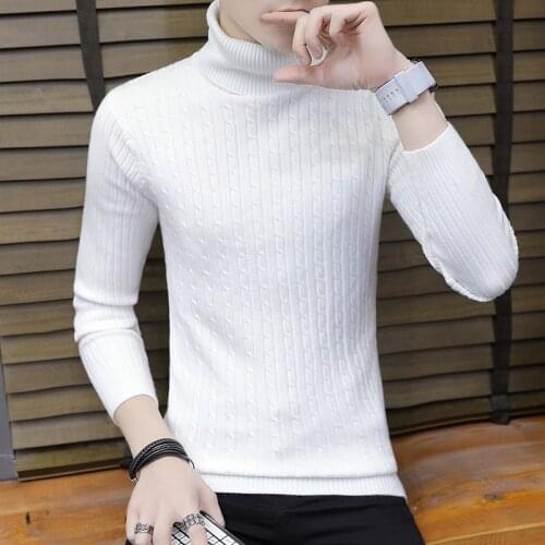 2020 Mens Turtleneck Sweater Mens Slim Autumn and Winter New Casual Winter Knitwear Handsome Base Shirt