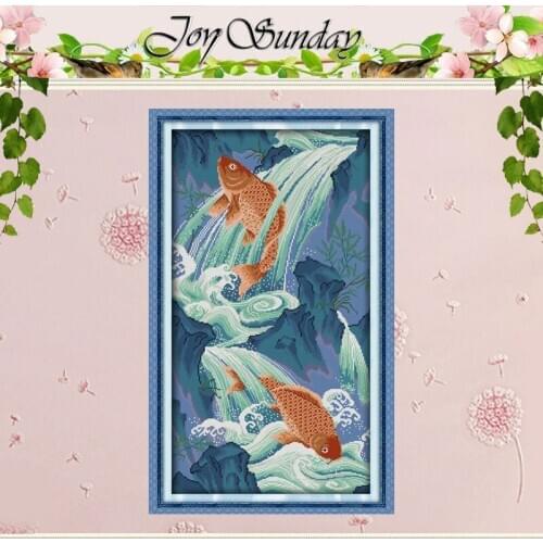 Fishes Leaping over the Dragon Gate Counted Cross Stitch 11CT 14CT Cross Stitch Set Wholesale Cross-stitch Kit Embroidery