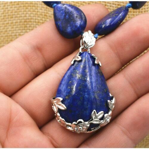 New 13x18mm Natural Lapis Lazuli teardrop Gemstone Necklace Pendant 18 jade