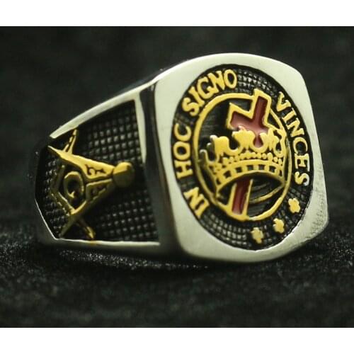 Newest Mens Boys 316L Stainless Steel Cool Signo Crown Freemasons Ring