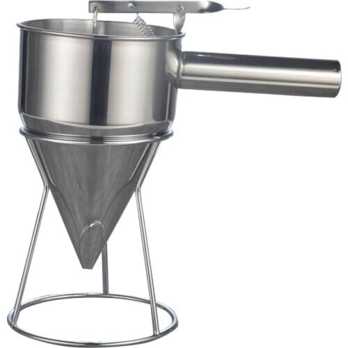 New Stainless Steel Piston Funnel Pancake Batter Dispenser With Stand Support For Sauce Cream Dosing Funnel Kitchen Tools