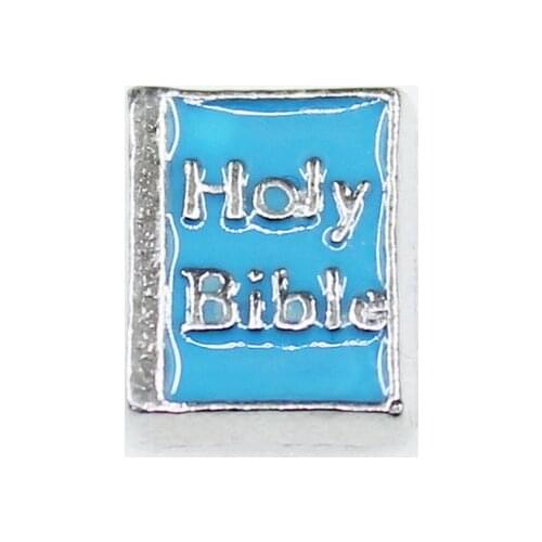 New arrive 20pcs/lot blue holy bible book floating charms living glass lockets charms diy jewelry