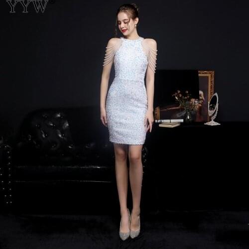 New Women Sexy Tassel Short Evening Dress Bling Sequin Sleeveless Female Evening Party Wrap Hip Package Dress Femme Vestidos