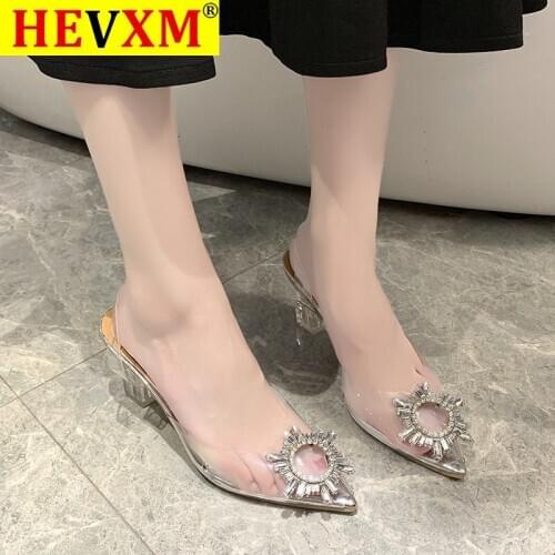 Heels for Women 2020 Transparent High Heels shoes 7cm Sexy Pointed Pumps Wedding Party Luxury Fashion Shoes For Lady Size 34-43