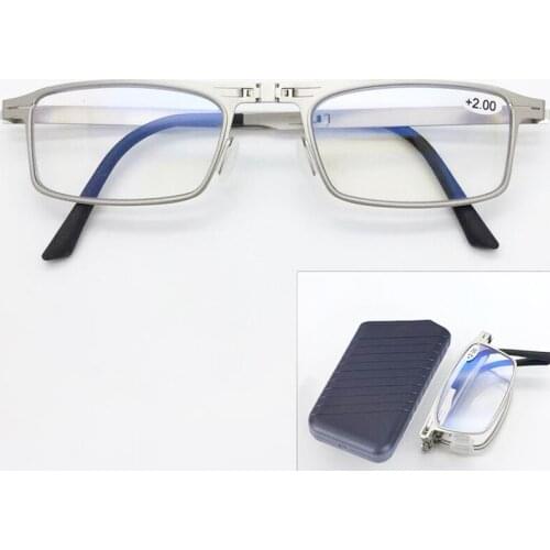 2021 Mini Squre Folding Reading Glasses For Men Women Anti Blue-Ray Ultra Thin Screwless Eyeglasses With Case +1.00 To +4.0