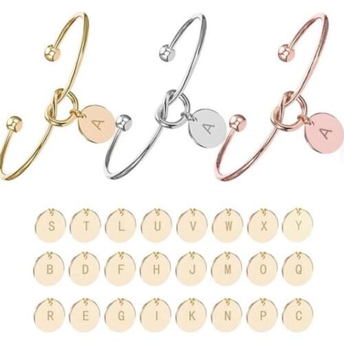 Initial Love Knot Bracelets With A-Z 26 Letters Initial Charm Btacelet Bangle for Women Men Jewelry Pulseiras Gift Wholesale