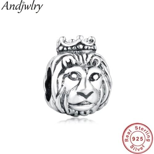 Fit Original Pandora Charms Bracelets 925 Sterling Silver Beads Lion King With Crown Beads for Making DIY Jewelry Berloque Gift
