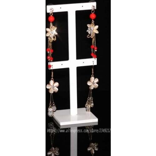 Professional White Acrylic 2-Layer Earrings Holder Earrings Showing Rack ShelfShowcase Jewelry Display Stand