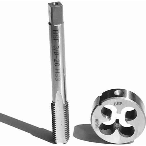 Bottom cost HSS6542 made BSF 3/8"-20 tap/die and set kit for hand threading steel iron aluminum copper workpieces with wrench