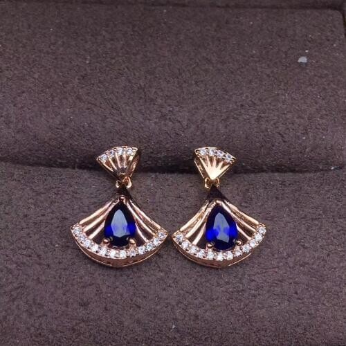 Sapphire earring gems Stud earring Natural and real sapphires 925 sterling silver