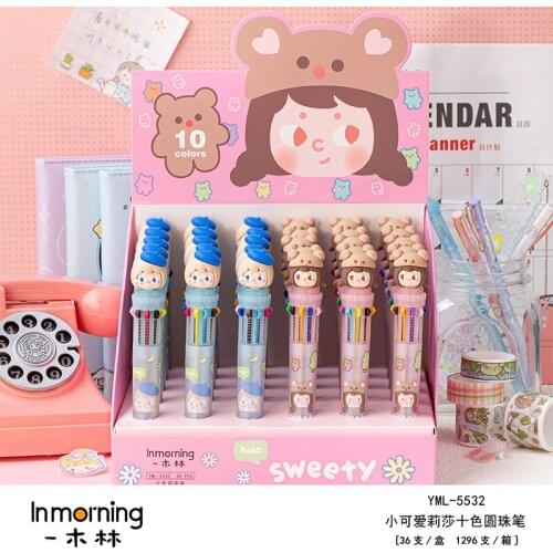 10 Colors Cartoon Ballpoint Pen Kawaii Stationery Student Lovely Multi-function Ball Pens School Writing Supplies