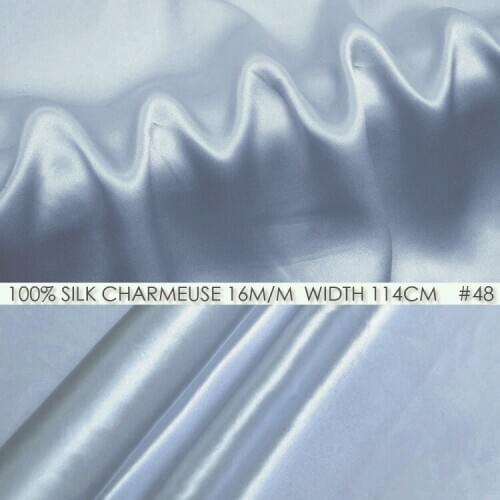 CISULI SILK CHARMEUSE SATIN Fabric 114cm width 16momme/100% Silk Fabric Women Party Dress Silk Gray Blue NO48