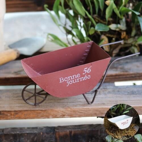 Fairy Garden Miniature Wheelbarrow Mini Plant Pot Miniature Garden Decor Metal Iron Craft Bonsai Ornaments Accessories Supplies