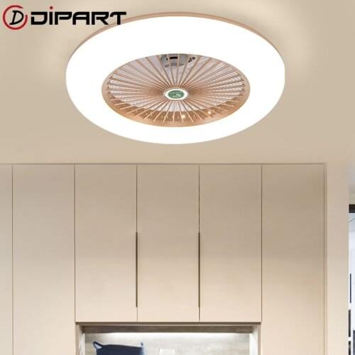 Modern Ultra-thin Ceiling Fans With LED Lights dimming remote control Living room Bedroom enclosed ceiling fan Quiet operation