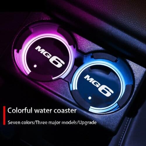 Luminous Car Water Cup Coaster Holder 7 Colorful USB Charging Car Led Atmosphere Light For MG MG6 Hatchback Saloon Accessories
