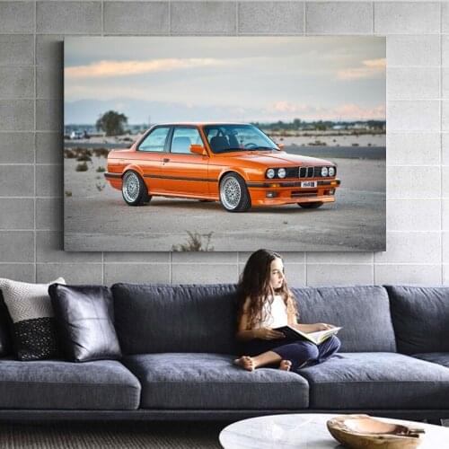 Vintage Vehicle 3 Serie B M W 318is Orange Car Supercars Posters and Prints Wall Art Canvas Paintings For Home Decor
