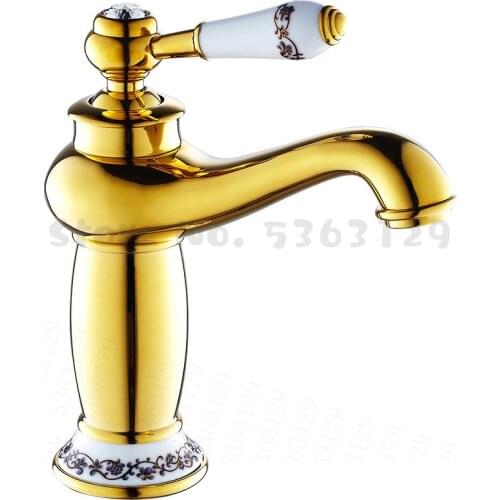Upscale Retro European Bathroom Basin Faucets Mixer Tap Ceramic Decoration Plating Single Handle Hot and Cold Deck Mount
