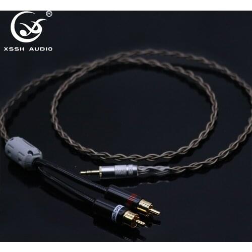 XSSH YIVO OFC pure copper Soft 3.5mm Headphone Earphone Extension Audio Wire Cord Aux Cable 3.5mm stereo plug to 2 RCA Aux Cable