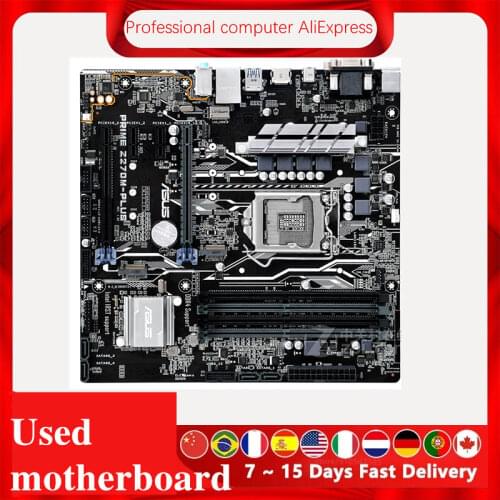 For Asus PRIME Z270M-PLUS Original Used Desktop Intel Z270 Z270M DDR4 Motherboard LGA 1151 i7/i5/i3 USB3.0 SATA3