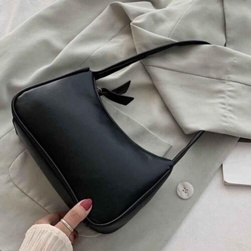 Women Retro Handbag PU Leather Shoulder Totes Underarm Vintage Top Handle Bag Female Small Subaxillary Bags Clutch