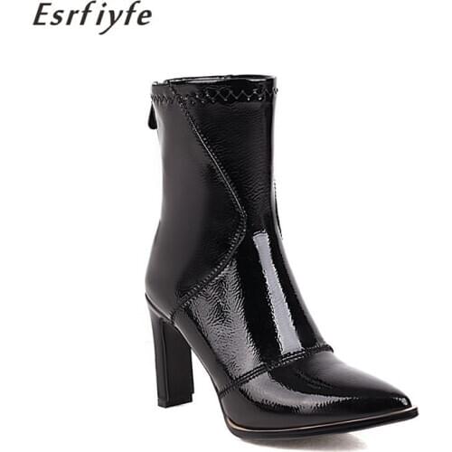 ESRFIYFE 2020 New Large Size 17 Women Ankle Boots Pointed Toe High Heel Boots Back Zipper Women Shoes Female Sexy Stiletto Boots