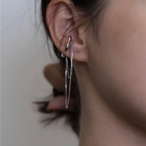 TIMEONLY Statement C Shape No Pierced Ears Clip Earring Small Chain Tassel Earrings for Women Ladies Jewellery Party Gifts