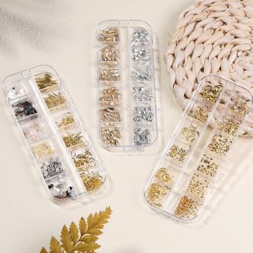 1 Box Nail Decor 12 Grids DIY Design Alloy 3D Nail Embellishment Sequins for Women