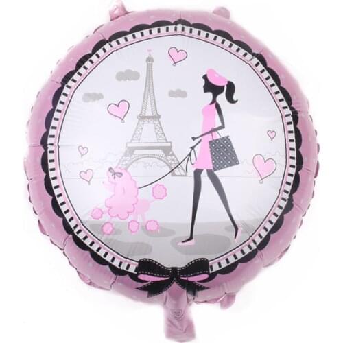 1pcs 18 Inch Print Girl Leaf Balloon Paris Tower Girl Pink Birthday Ball Party Bachelor Party Double-sided Decorative Balloon